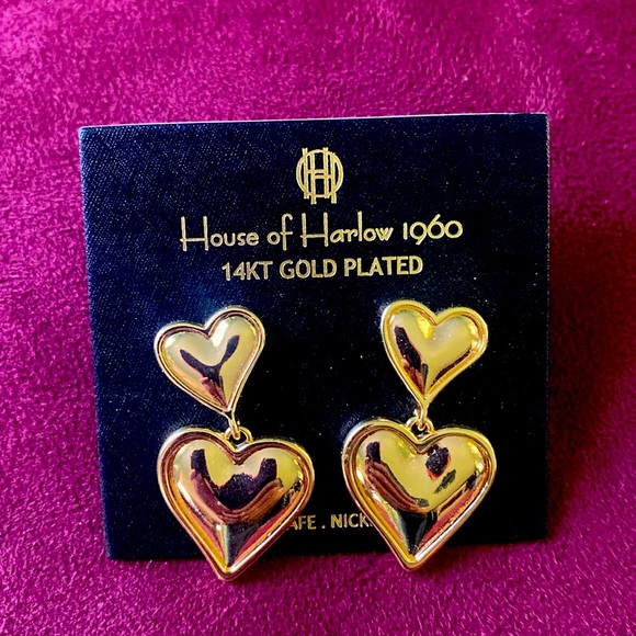 House of Harlow Double Heart Earrings - Picture 2 of 9